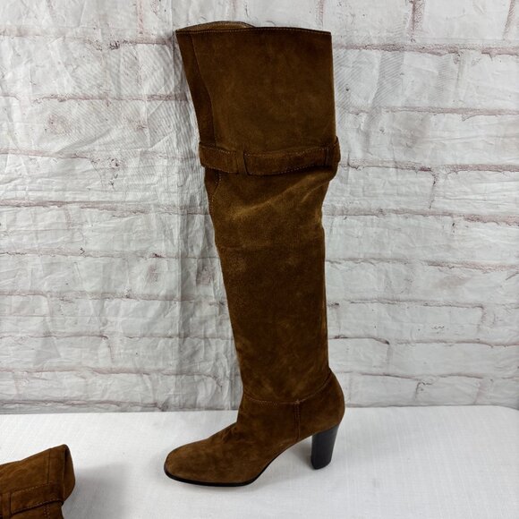 Naturalizer Women's 6.5 Brown Suede Leather Over-the-knee Heel Riding Boots - Picture 11 of 13